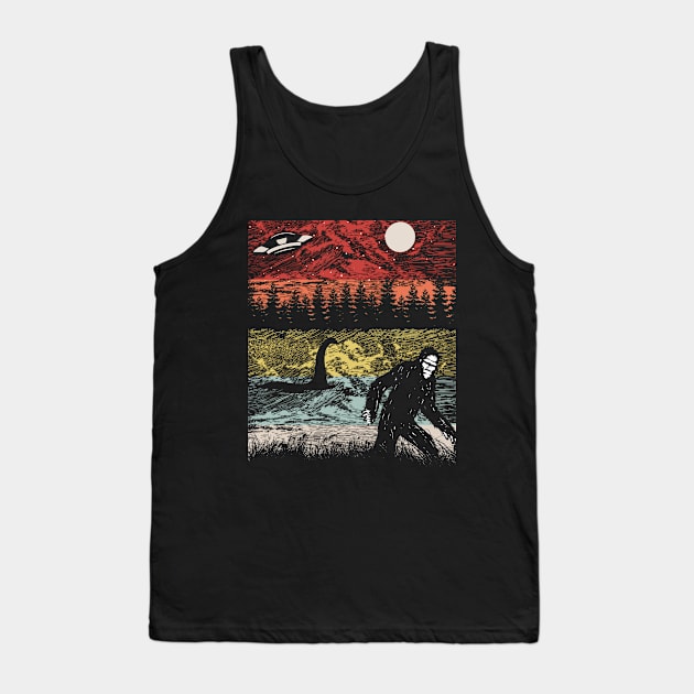 Bigfoot Shirt Loch Ness Monster Shirt UfO Alien Shirt Cryptozoology Gift Tank Top by mohazain